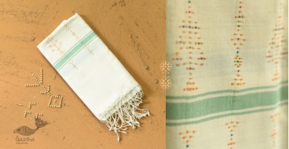 Gulmohar . गुलमोहर | Tangaliya Weaving ⁂ Cotton Stole - White