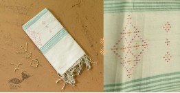 Gulmohar . गुलमोहर | Tangaliya Weaving ⁂ Cotton Stole - off White