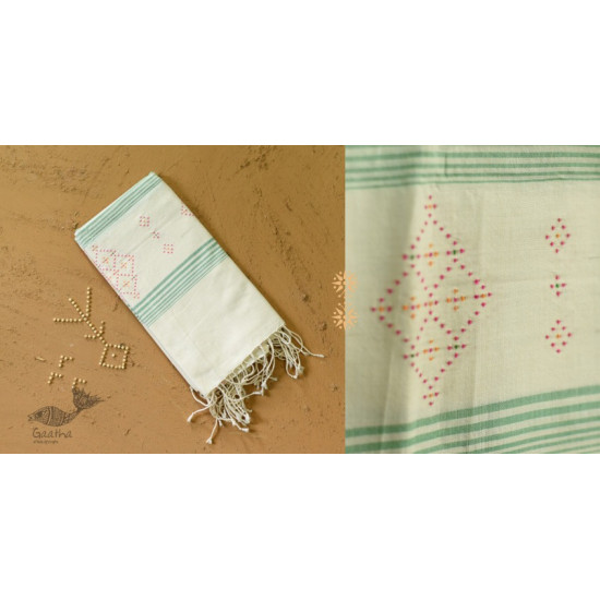 shop tangaliya Weaving cotton stole - off White