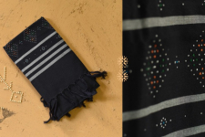 Gulmohar . गुलमोहर | Tangaliya Woven Cotton Stole - Black