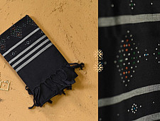 Gulmohar . गुलमोहर | Tangaliya Woven Cotton Stole - Black