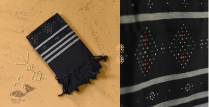 Gulmohar . गुलमोहर | Tangaliya Woven Cotton Stole - Black