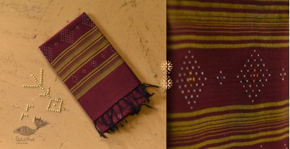 Gulmohar . गुलमोहर | Tangaliya Woven Cotton Stole - Maroon