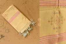 Gulmohar . गुलमोहर | Tangaliya Woven Cotton Stole - Peach