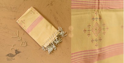 Gulmohar . गुलमोहर | Tangaliya Woven Cotton Stole - Peach