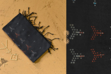 Gulmohar . गुलमोहर | Tangaliya ⁂ Cotton Scarf - Carbon Black