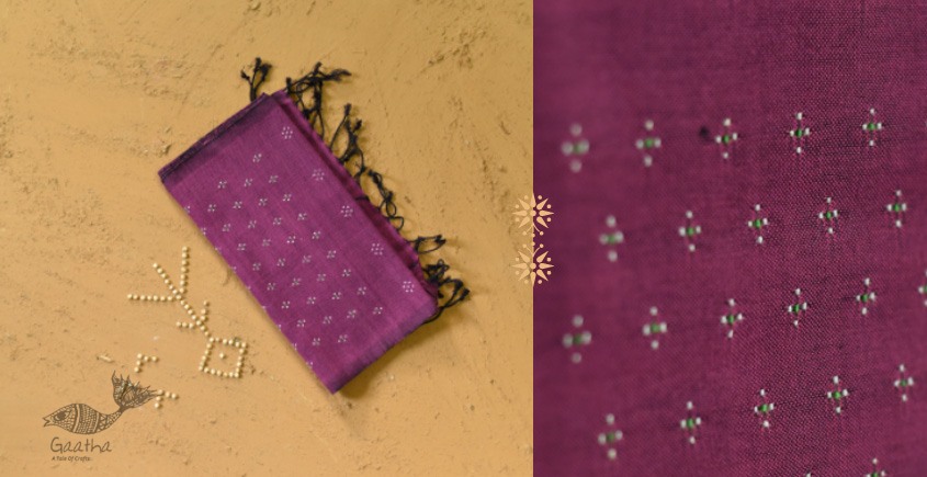 shop tangaliya cotton Scarf  Purple