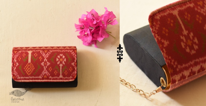 shop handmade Patola Silk Purse Balck & Red Bag 
