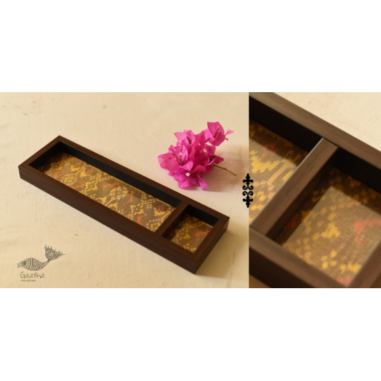 buy Patola Silk ~ golden Serving Tray