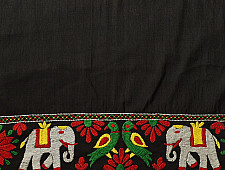 Embroidered Blouse Piece ( Unstitched )  - Black (Cotton Silk Fabric)