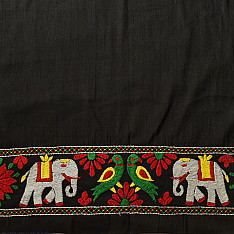 Embroidered Blouse Piece ( Unstitched )  - Black (Cotton Silk Fabric)