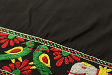 Embroidered Blouse Piece ( Unstitched )  - Black (Cotton Silk Fabric)