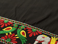 Embroidered Blouse Piece ( Unstitched )  - Black (Cotton Silk Fabric)