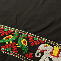 Embroidered Blouse Piece ( Unstitched )  - Black (Cotton Silk Fabric)