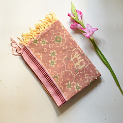 Rasika . रसिका ~ Handloom Patola Cotton Dupatta ~ Brick Red With Elephant Motif