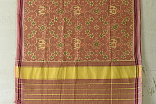 Rasika . रसिका ~ Handloom Patola Cotton Dupatta ~ Brick Red With Elephant Motif