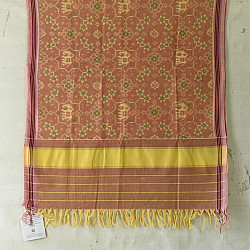Rasika . रसिका ~ Handloom Patola Cotton Dupatta ~ Brick Red With Elephant Motif