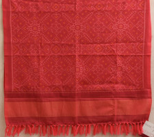 Vasant . वसंत | Handwoven Woolen Patola Shawl ~ Peach