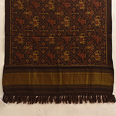 Vasant . वसंत | Handwoven Woolen Ikat Patola Shawl - Brown