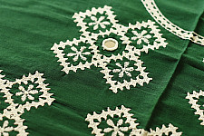 Embroidered Blouse Piece ( Unstitched ) - Green (Cotton Silk Fabric)