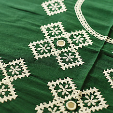 Embroidered Blouse Piece ( Unstitched ) - Green (Cotton Silk Fabric)