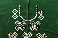 Embroidered Blouse Piece ( Unstitched ) - Green (Cotton Silk Fabric)