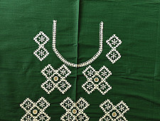 Embroidered Blouse Piece ( Unstitched ) - Green (Cotton Silk Fabric)