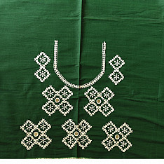 Embroidered Blouse Piece ( Unstitched ) - Green (Cotton Silk Fabric)