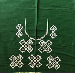 Embroidered Blouse Piece ( Unstitched ) - Green (Cotton Silk Fabric)