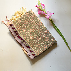 Rasika . रसिका ~ Handloom Patola Cotton Dupatta ~ Light Green