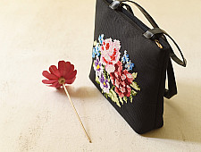 Dots & weaves ~ Embroidered Shoulder Bag  ( Cross Stitch )