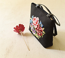 Dots & weaves ~ Embroidered Shoulder Bag  ( Cross Stitch )