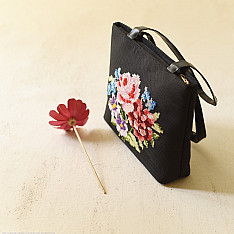 Dots & weaves ~ Embroidered Shoulder Bag  ( Cross Stitch )