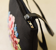 Dots & weaves ~ Embroidered Shoulder Bag  ( Cross Stitch )