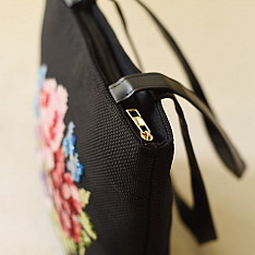 Dots & weaves ~ Embroidered Shoulder Bag  ( Cross Stitch )