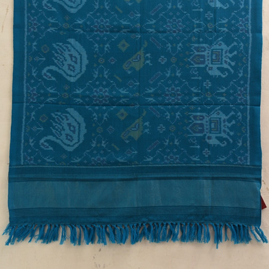 shop Handwoven Woolen Ikat Patola Shawl - Blue