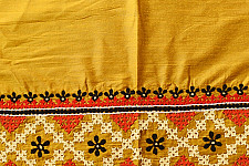 Embroidered Cotton Silk Blouse Piece ( Unstitched ) - Yellow