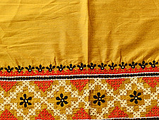 Embroidered Cotton Silk Blouse Piece ( Unstitched ) - Yellow