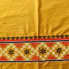Embroidered Cotton Silk Blouse Piece ( Unstitched ) - Yellow