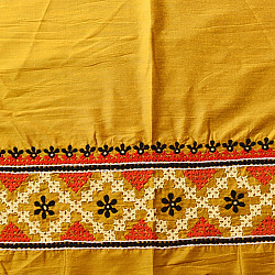 Embroidered Cotton Silk Blouse Piece ( Unstitched ) - Yellow