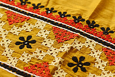 Embroidered Cotton Silk Blouse Piece ( Unstitched ) - Yellow