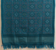 Vasant . वसंत | Handwoven Woolen Patola Teal Blue Shawl