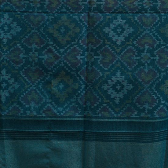 shop Handwoven Woolen Patola Teal Blue Shawl