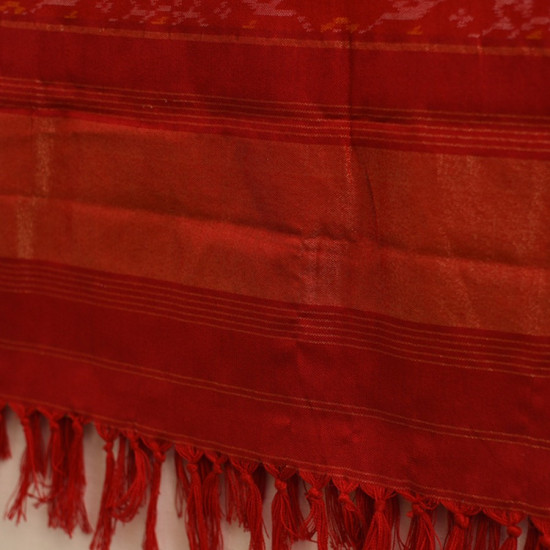 shop Handwoven Woolen Ikat Patola Shawl - Red