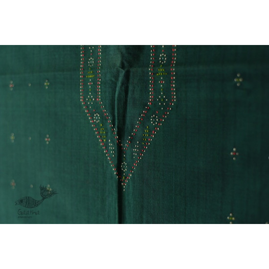 shop Cotton Tangaliya kurti Material  - Dark Green