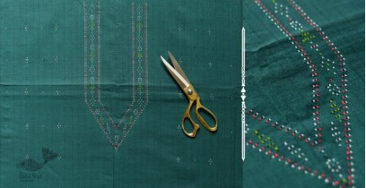 Handloom Cotton | Tangaliya Kurti Material - Dark Green