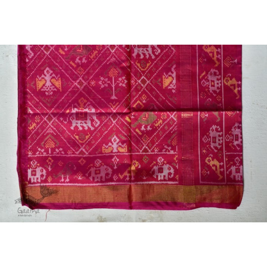 exclusive silk handwoven narikunj partola pink saree with heavy pallu