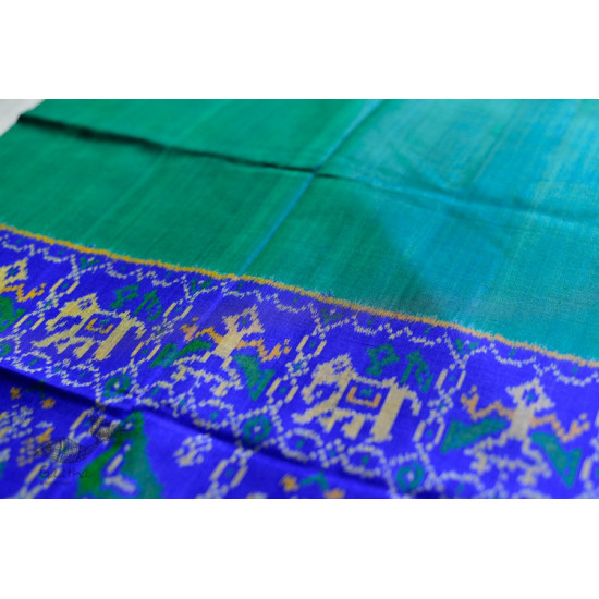 exclusive silk handwoven partola green & blue saree