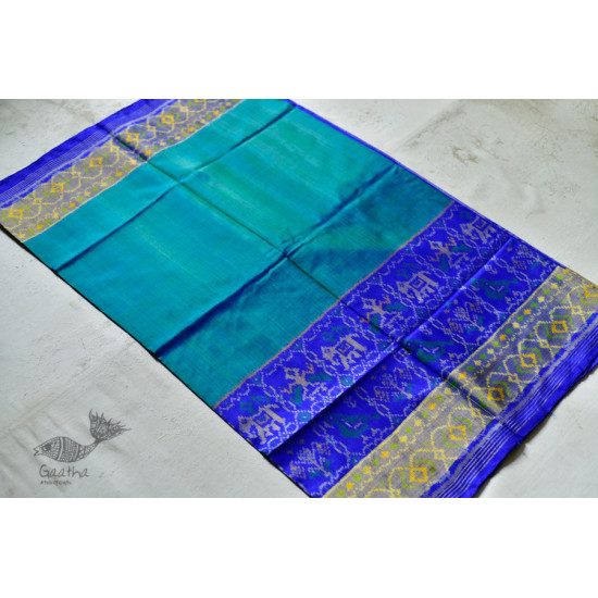 exclusive silk handwoven partola green & blue saree