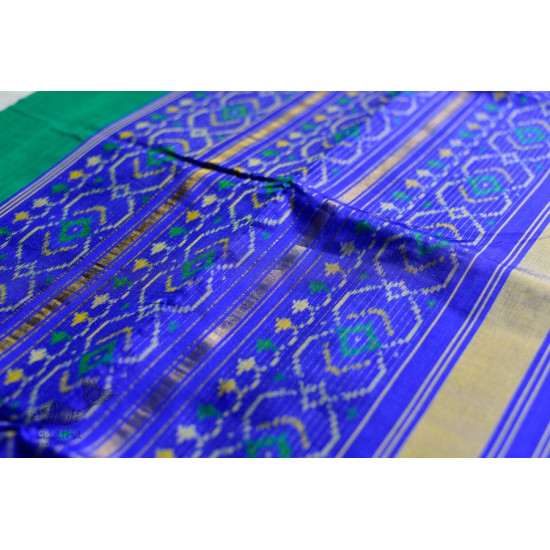 exclusive silk handwoven partola green & blue saree